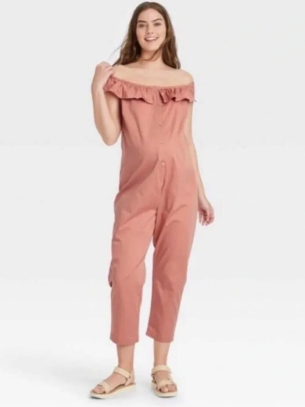 The Nines by Hatch Blush Pink Maternity Jumpsuit